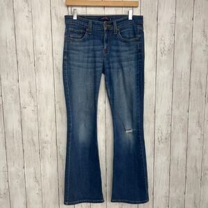 Levi's Super Low 518 Medium Wash Distressed Bootcut Cotton Denim Jeans 5 Juniors